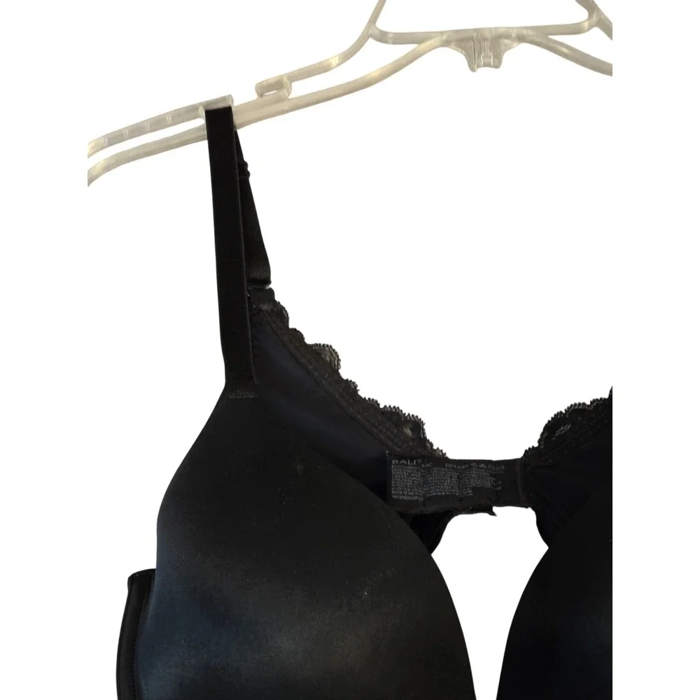 Bali Womens Size 34C Black Bra Lightly Lined T-Shirt Smooth DF6580 Underwire NEW